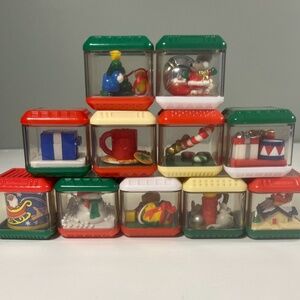 11 Vintage Fisher Price Peek A Blocks Christmas Themed 6 mo+ Holiday Collection